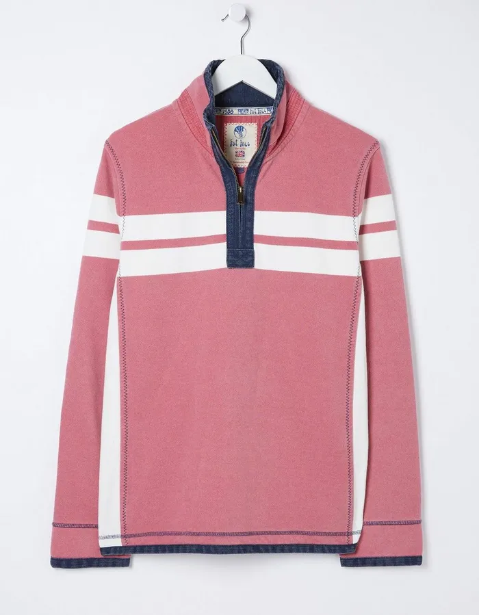 Airlie Multi Chest Stripe Sweatshirt Light Pink Men FatFace Sweatshirts and Hoodies