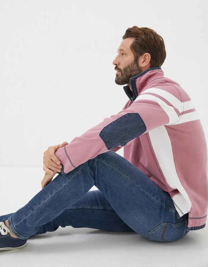 Airlie Multi Chest Stripe Sweatshirt Light Pink Men FatFace Sweatshirts and Hoodies