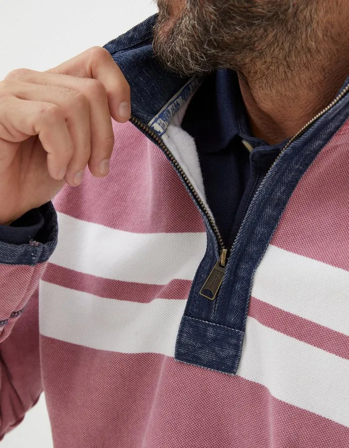 Airlie Multi Chest Stripe Sweatshirt Light Pink Men FatFace Sweatshirts and Hoodies