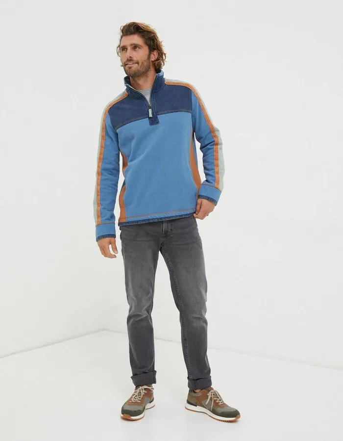 Airlie Panel Contrast Sweatshirt Light Blue Men FatFace Sweatshirts and Hoodies