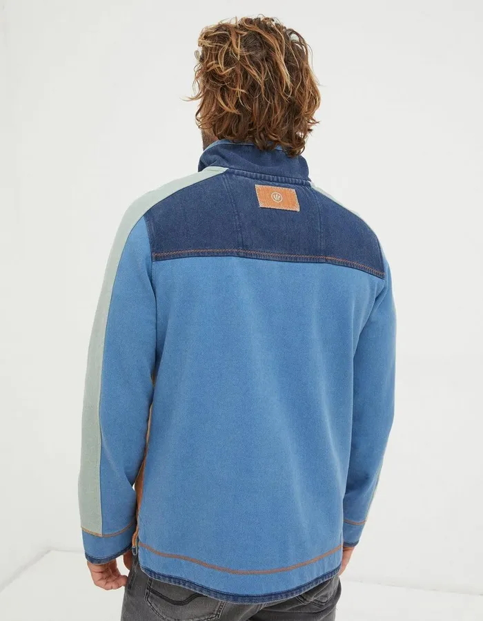 Airlie Panel Contrast Sweatshirt Light Blue Men FatFace Sweatshirts and Hoodies
