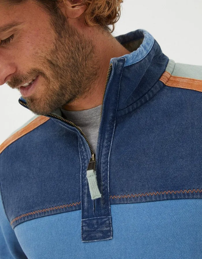Airlie Panel Contrast Sweatshirt Light Blue Men FatFace Sweatshirts and Hoodies