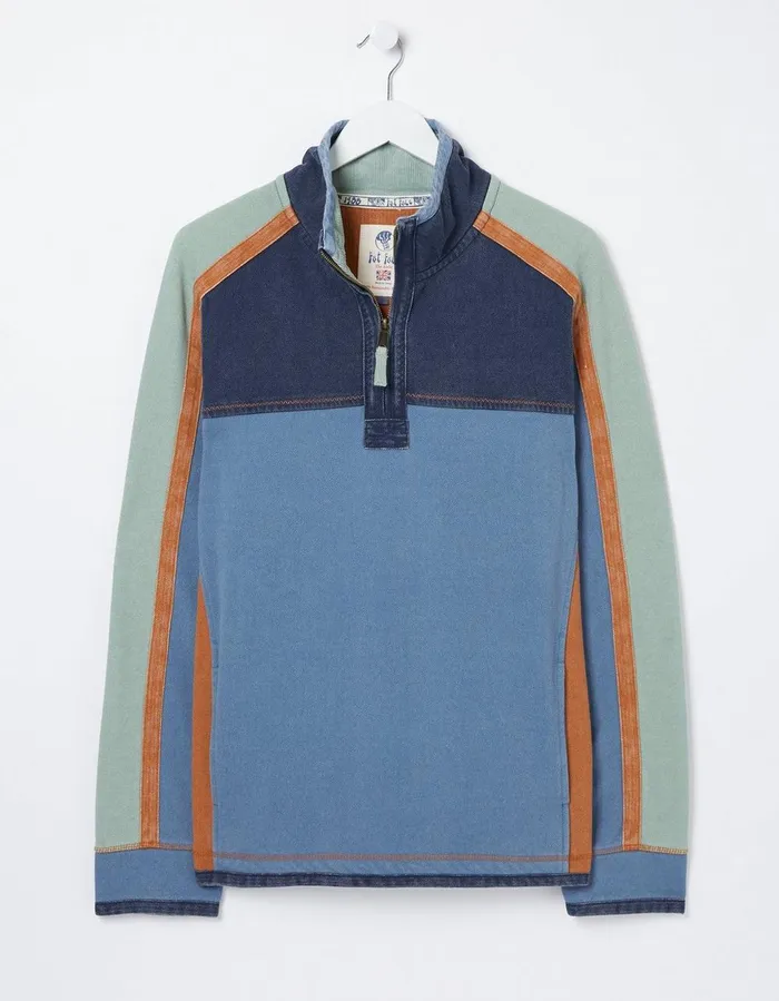 Airlie Panel Contrast Sweatshirt Light Blue Men FatFace Sweatshirts and Hoodies