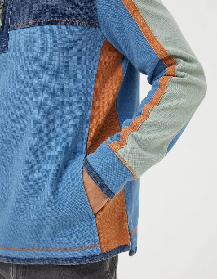 Airlie Panel Contrast Sweatshirt Light Blue Men FatFace Sweatshirts and Hoodies