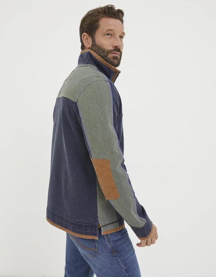 Airlie Panel Contrast Sweatshirt Navy Men FatFace Sweatshirts and Hoodies