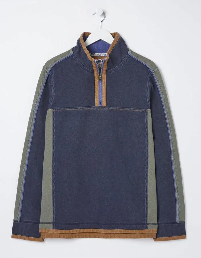 Airlie Panel Contrast Sweatshirt Navy Men FatFace Sweatshirts and Hoodies