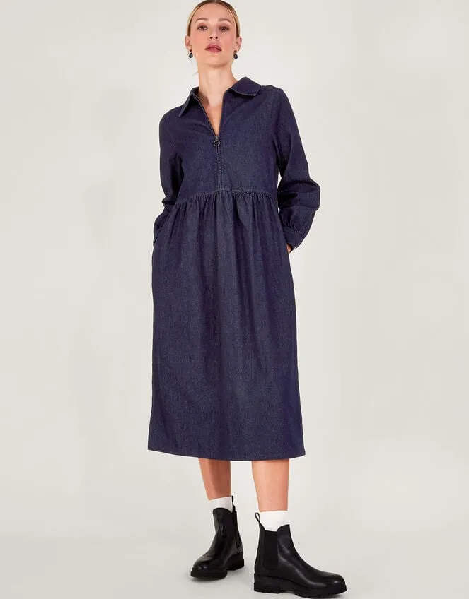 Alana Zip Midi Dress Blue Women Monsoon Dresses