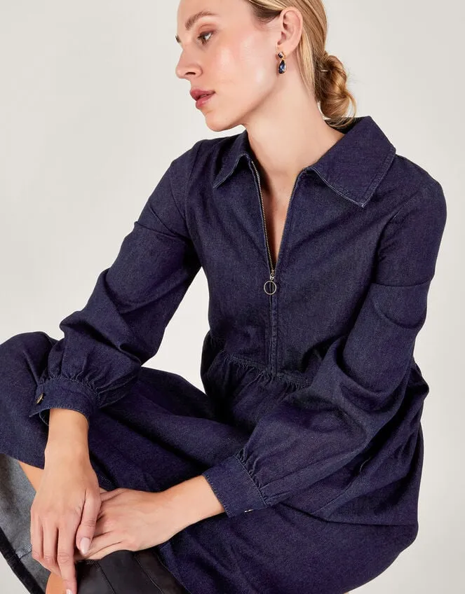 Alana Zip Midi Dress Blue Women Monsoon Dresses