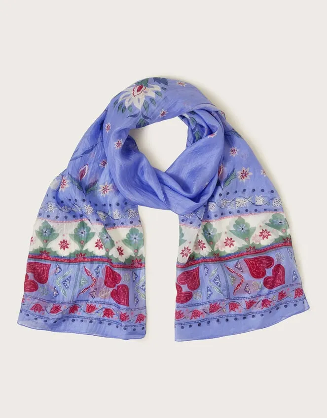 Aldina Border Floral Silk Scarf Women Monsoon Scarves