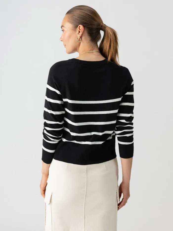 All Day Long Sweater Black Chalk Stripe Women Sanctuary Clothing Sweaters and Cardis
