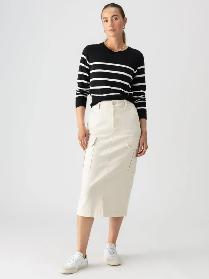 All Day Long Sweater Black Chalk Stripe Women Sanctuary Clothing Sweaters and Cardis