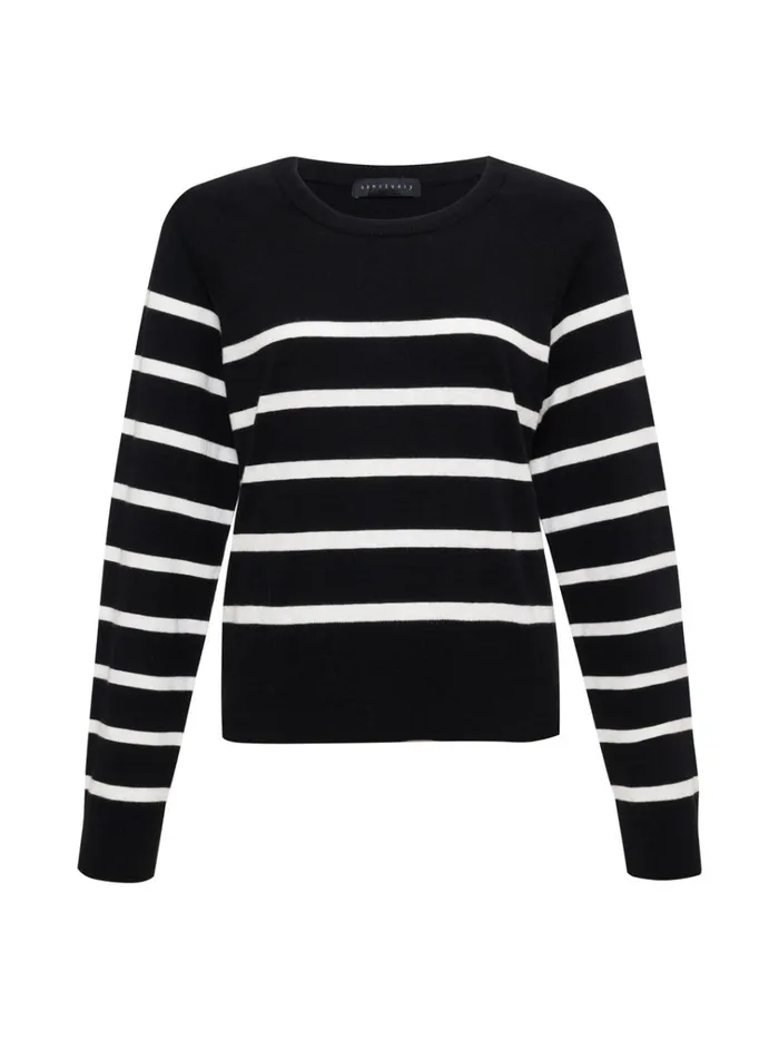 All Day Long Sweater Black Chalk Stripe Women Sanctuary Clothing Sweaters and Cardis