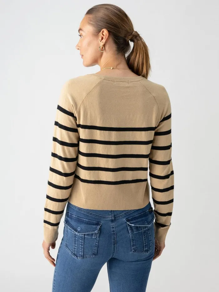 All Day Long Sweater True Khaki Black Stripe Women Sanctuary Clothing Sweaters and Cardis