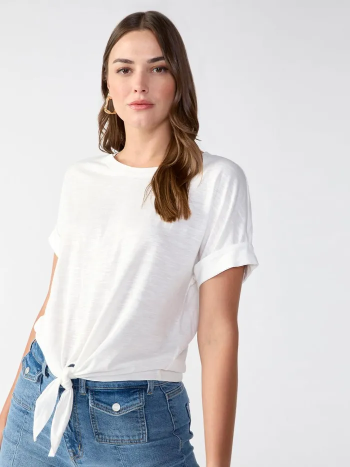 All Day Tie Tee White Women Sanctuary Clothing Tees and Tops