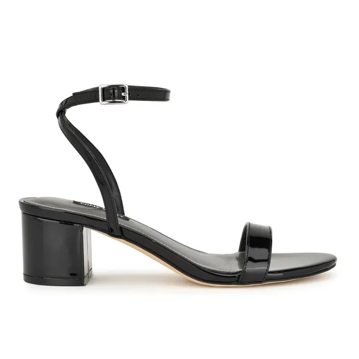 Allora Ankle Strap Block Heeled Sandals Black Women Nine West Heels