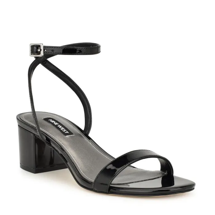 Allora Ankle Strap Block Heeled Sandals Black Women Nine West Heels