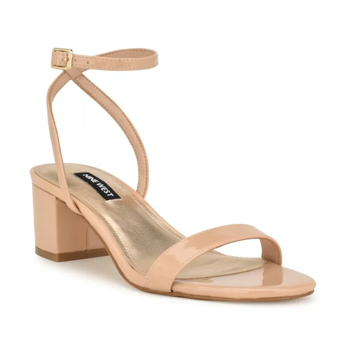Allora Ankle Strap Block Heeled Sandals Light Natural Women Nine West Heels