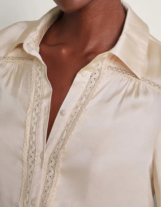 Alma Satin Lace Blouse Ivory Women Monsoon Tops and Blouses