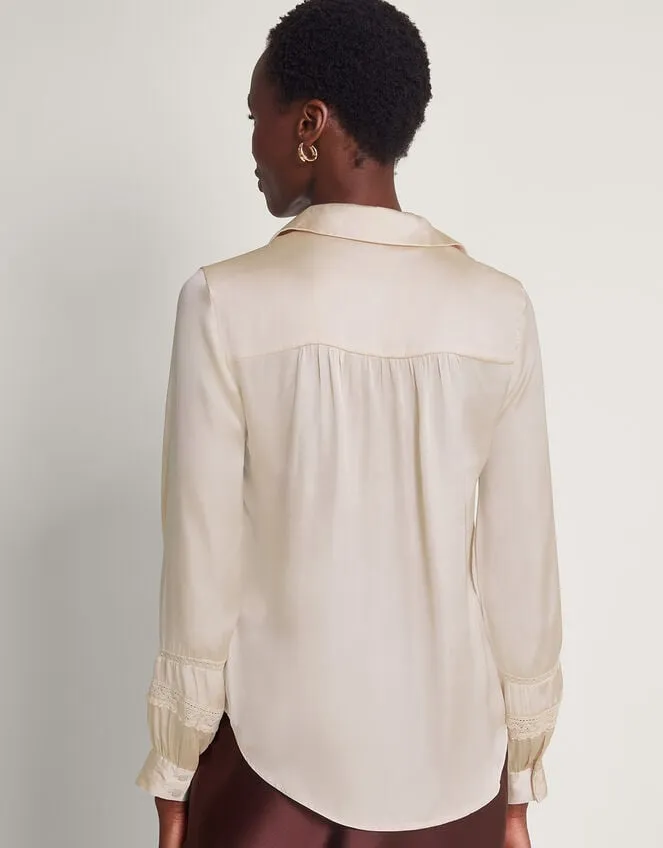 Alma Satin Lace Blouse Ivory Women Monsoon Tops and Blouses