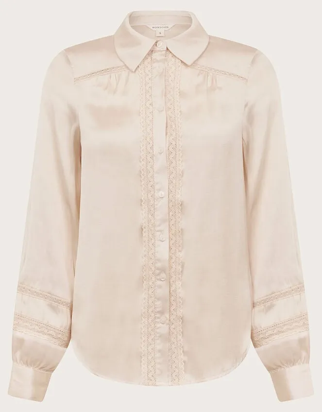 Alma Satin Lace Blouse Ivory Women Monsoon Tops and Blouses