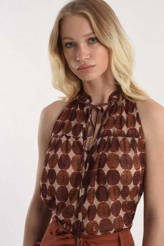 American Armhole Blue Print Top CAMEL INAYA Women Molly Bracken Tops