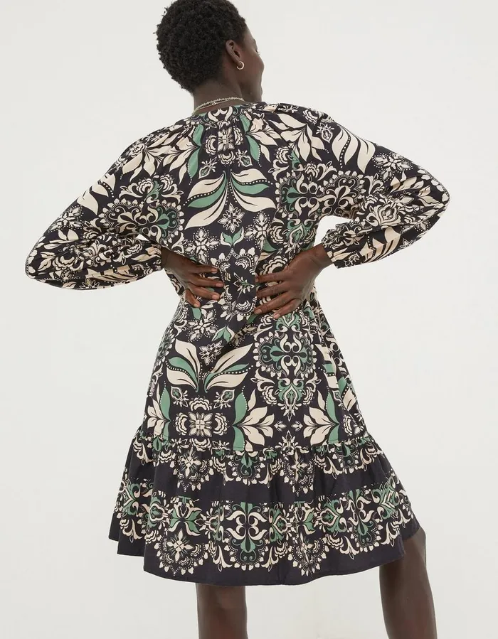 Amy Mosaic Leaf Tunic Dress Black Women FatFace Dresses