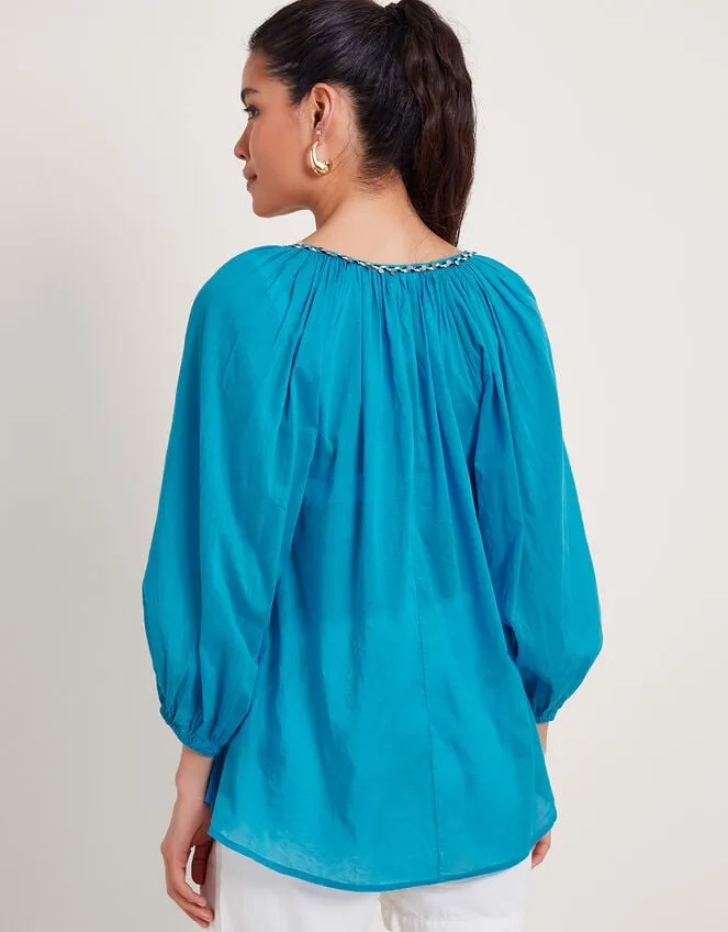Amy Tie Neck Top Blue Women Monsoon Tops and Blouses