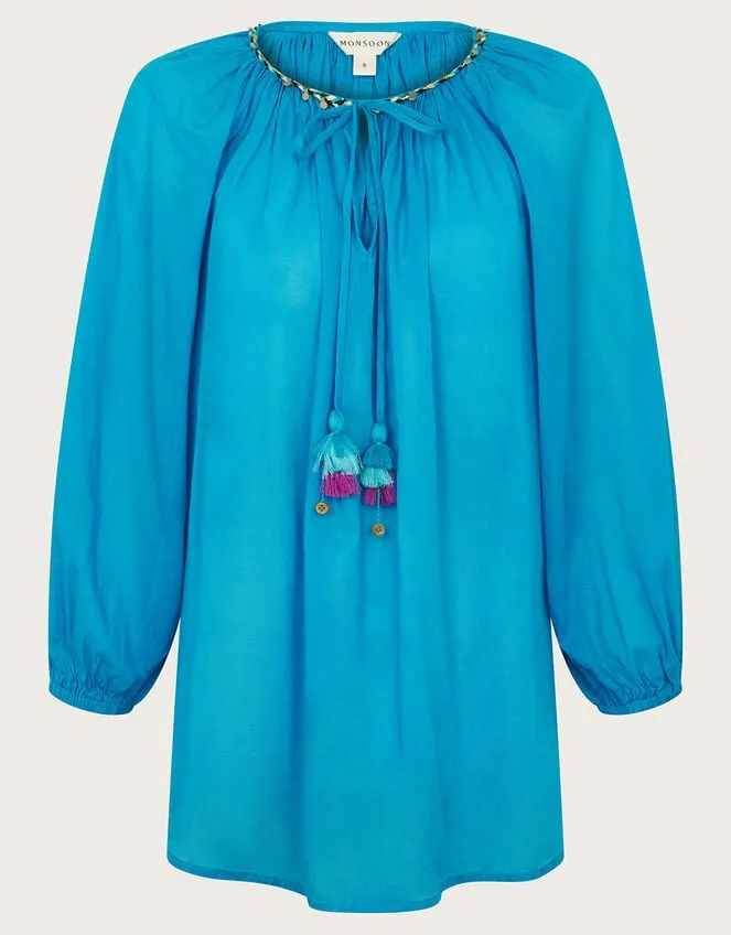 Amy Tie Neck Top Blue Women Monsoon Tops and Blouses