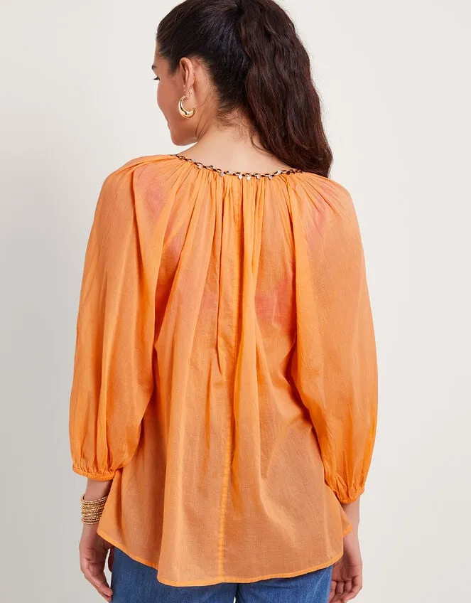 Amy Tie Neck Top Orange Women Monsoon Tops and Blouses