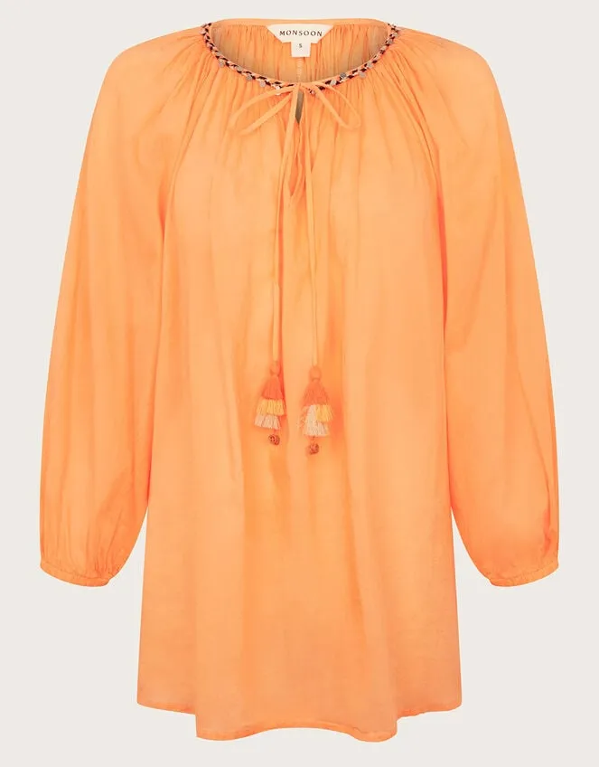 Amy Tie Neck Top Orange Women Monsoon Tops and Blouses