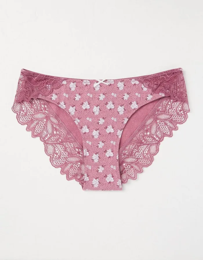 Anais Floral Cheeky Knickers Purple Women FatFace Socks Underwear and Tights
