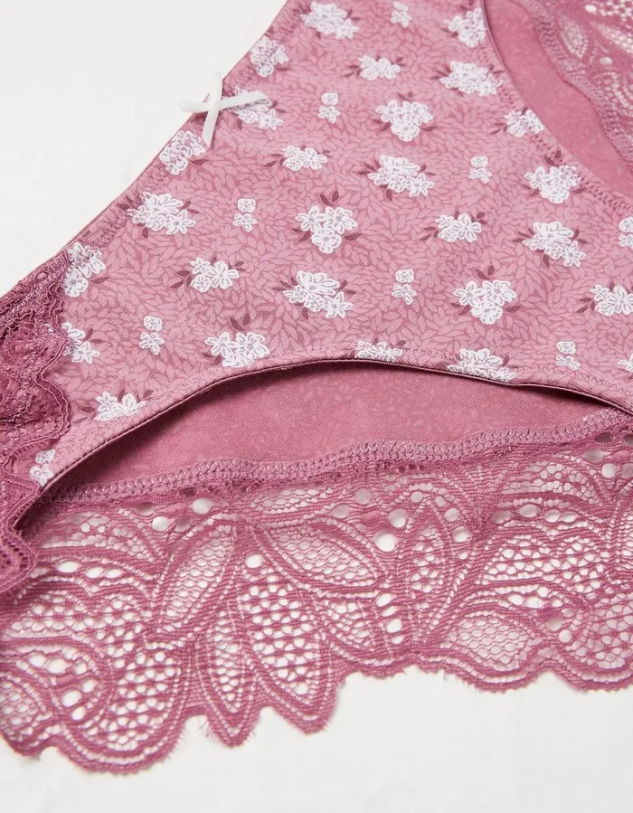 Anais Floral Cheeky Knickers Purple Women FatFace Socks Underwear and Tights