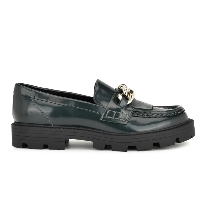 Andme Casual Moc Loafers Dark Green Women Nine West Flats and Loafers