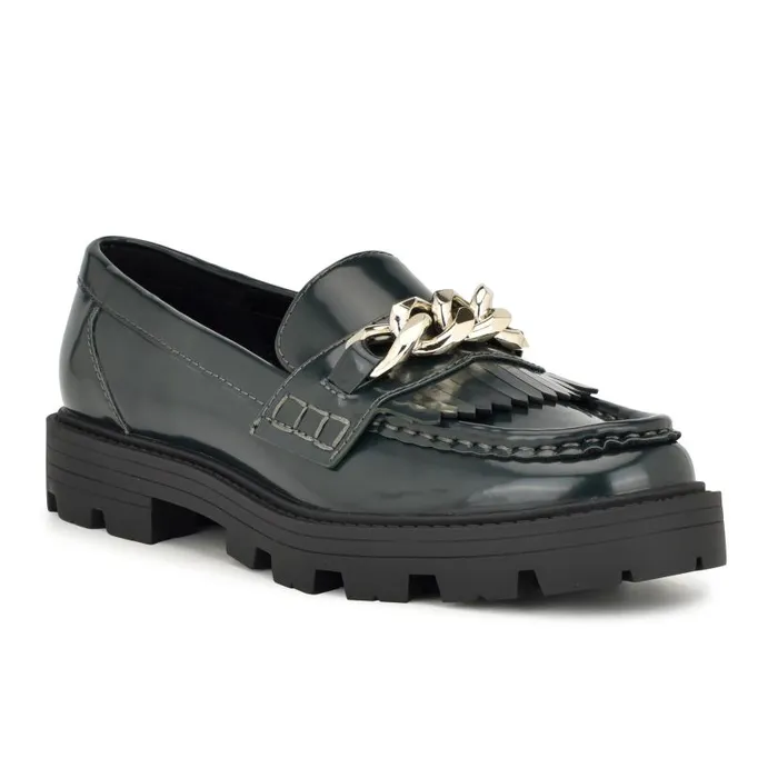 Andme Casual Moc Loafers Dark Green Women Nine West Flats and Loafers