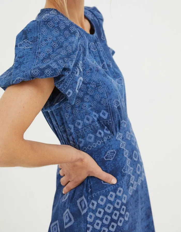 Angie Patchwork Midi Dress Navy Women FatFace Dresses