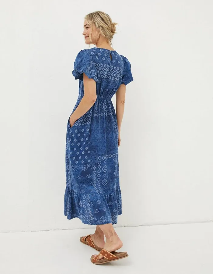Angie Patchwork Midi Dress Navy Women FatFace Dresses