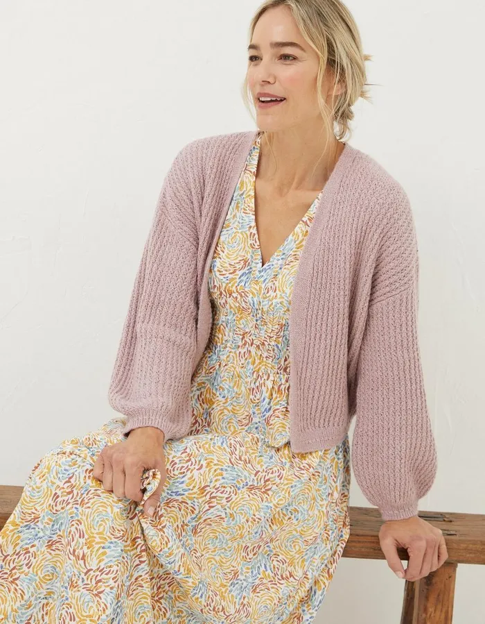 Anna Cardigan Dusky Pink Women FatFace Knitwear