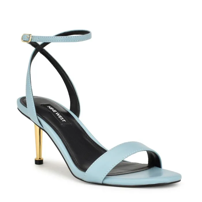 Anny Ankle Strap Heeled Sandals Blue Women Nine West Sandals