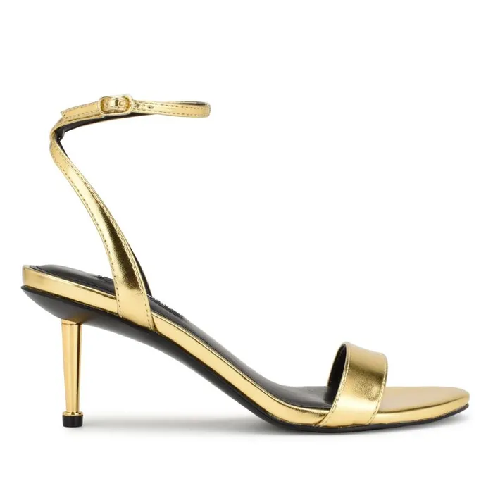 Anny Ankle Strap Heeled Sandals Gold Women Nine West Heels