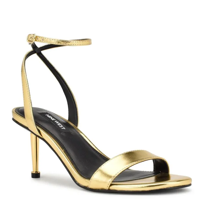 Anny Ankle Strap Heeled Sandals Gold Women Nine West Heels