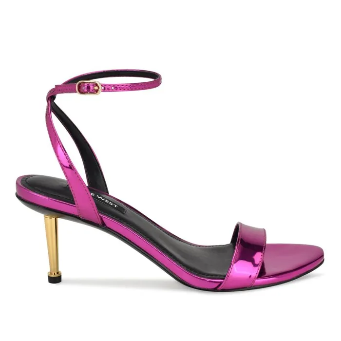 Anny Ankle Strap Heeled Sandals Medium Pink Women Nine West Heels