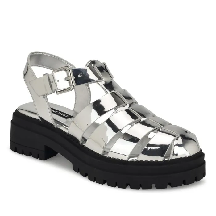 Anybel Fisherman Sandals Silver Women Nine West Sandals