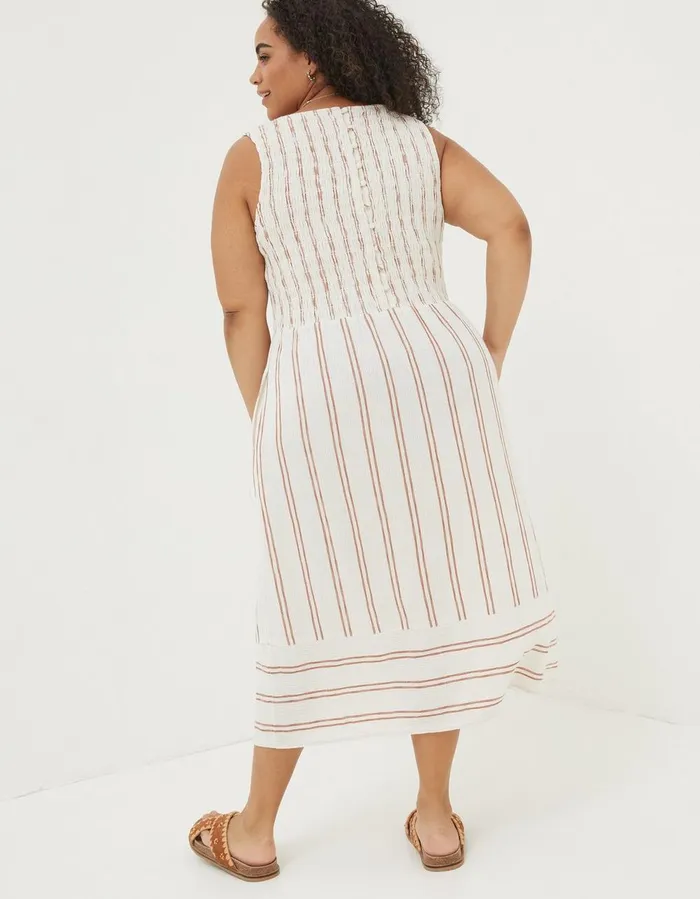 Aria Stripe Midi Dress Natural Women FatFace Beachwear and Swimwear