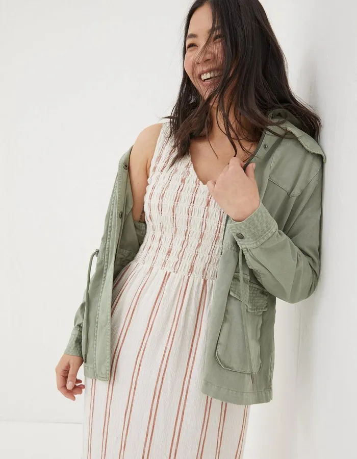 Aria Stripe Midi Dress Natural Women FatFace Beachwear and Swimwear
