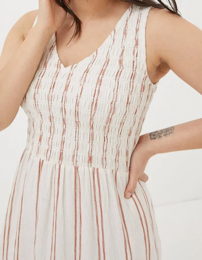 Aria Stripe Midi Dress Natural Women FatFace Beachwear and Swimwear