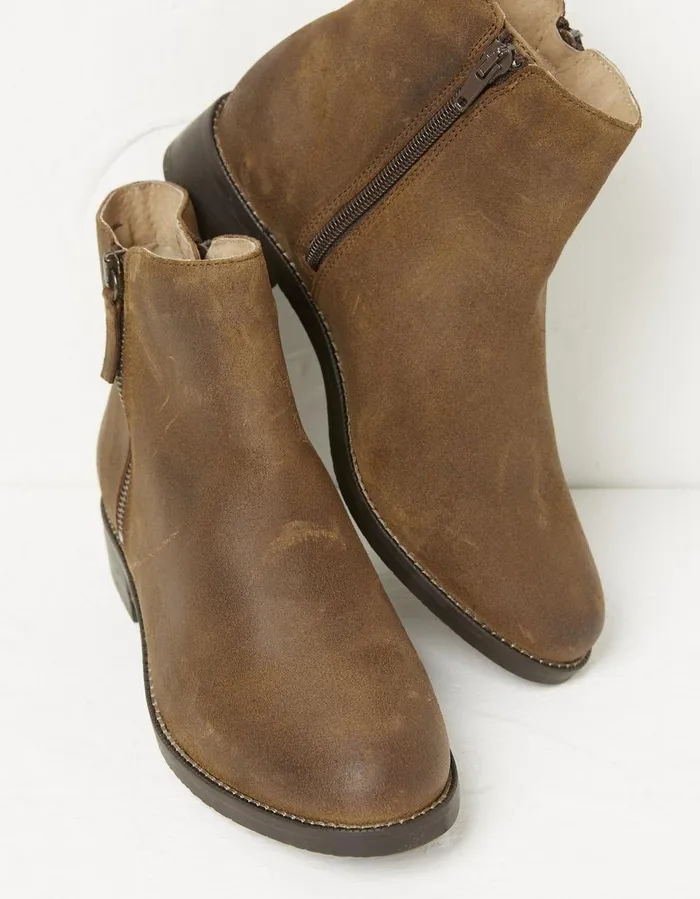 Aria Zip Ankle Boot Tan Women FatFace Boots