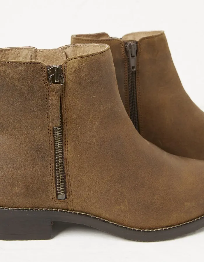 Aria Zip Ankle Boot Tan Women FatFace Boots