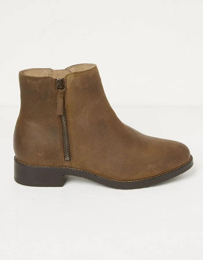 Aria Zip Ankle Boot Tan Women FatFace Boots
