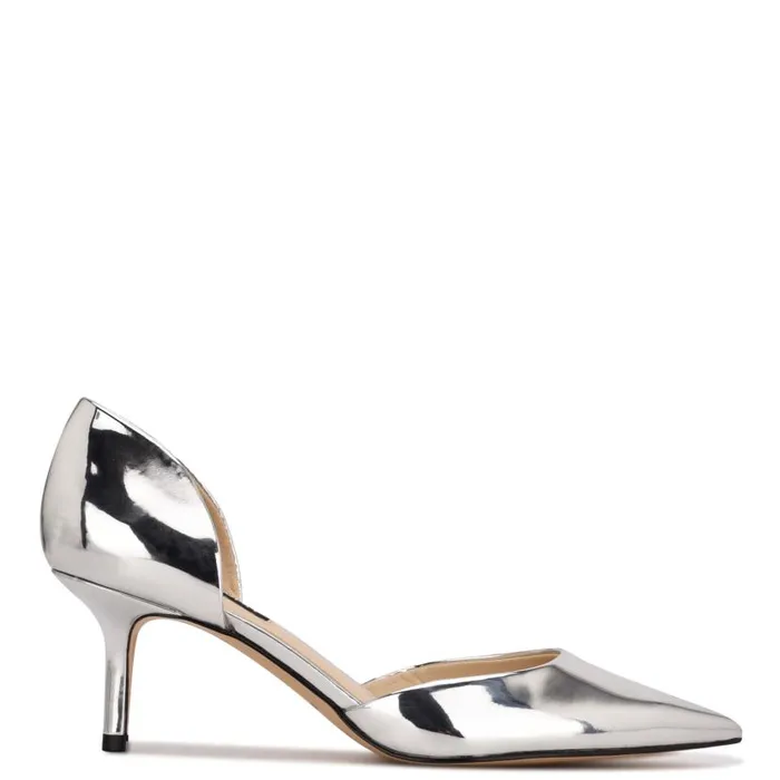 Arive Pointy Toe Pumps Silver Mirror Metallic Women Nine West Heels