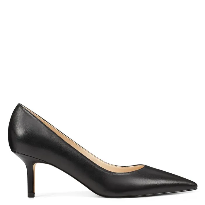 Arlene Pointy Toe Pumps Black Leather Women Nine West Heels